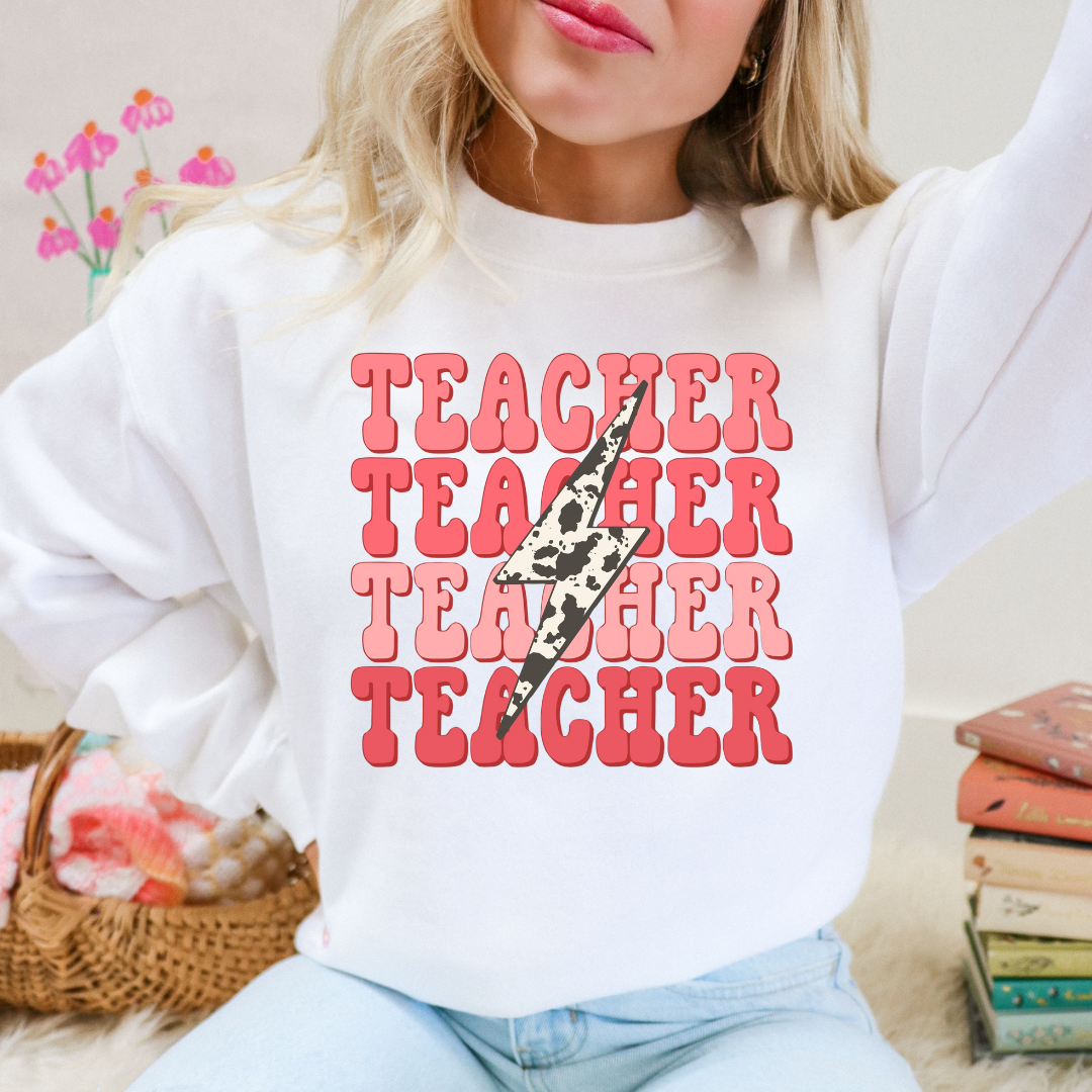 Teacher Cow Lightening Bolt