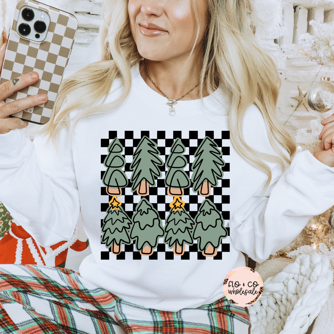 Checkered Hand Drawn Trees